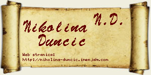 Nikolina Dunčić vizit kartica
